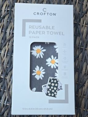 Unique Bargains! Gray Daisy Reusable Paper Towels - 12 Pack